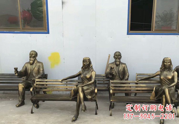 威海唯美女性铜雕美女长椅
