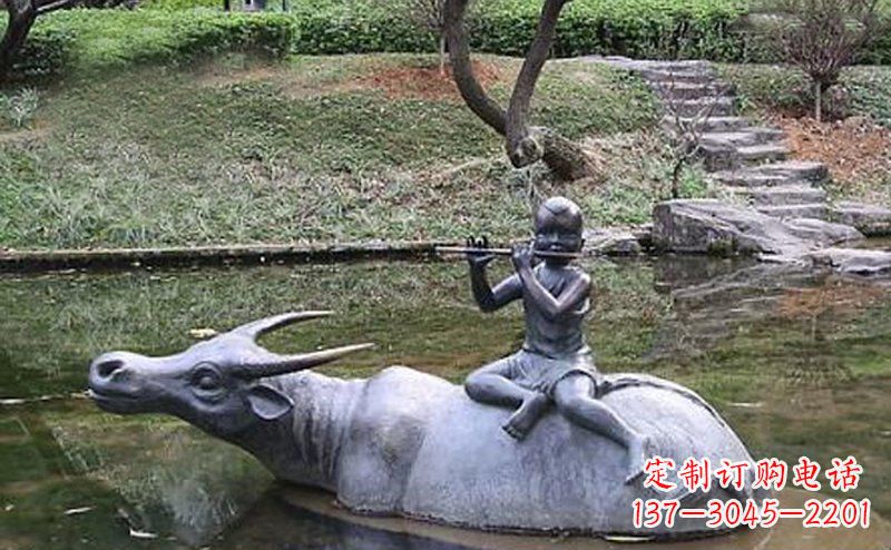 威海草原上的牧童铜雕