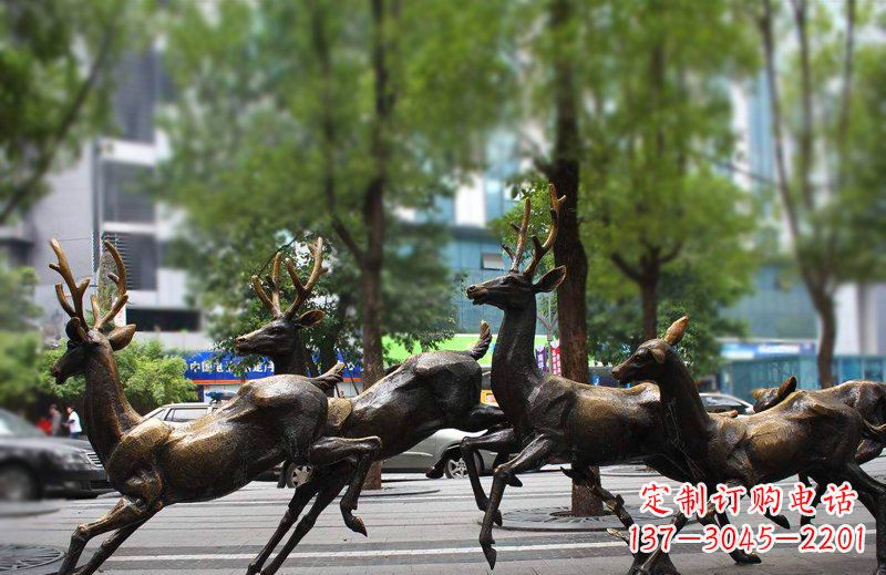 威海艺术精美的铜雕群鹿动物雕塑