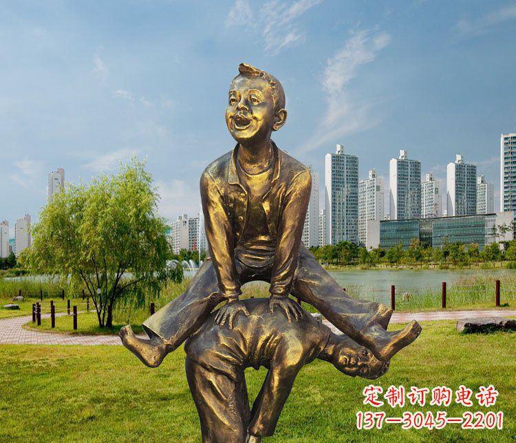 威海中领雕塑铜质经典跳马蹲人雕塑