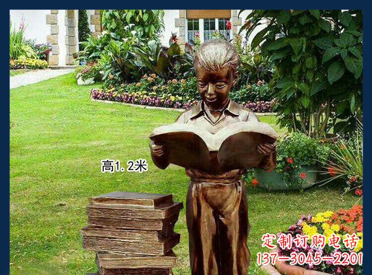 威海西方美女看书人物铜雕塑