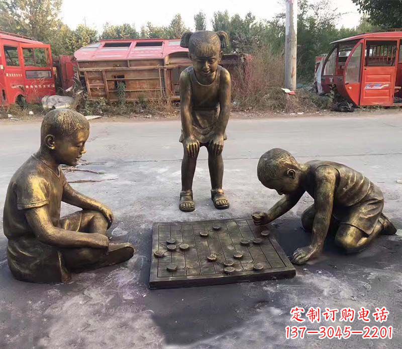 威海铜雕“童年梦想”儿童雕塑