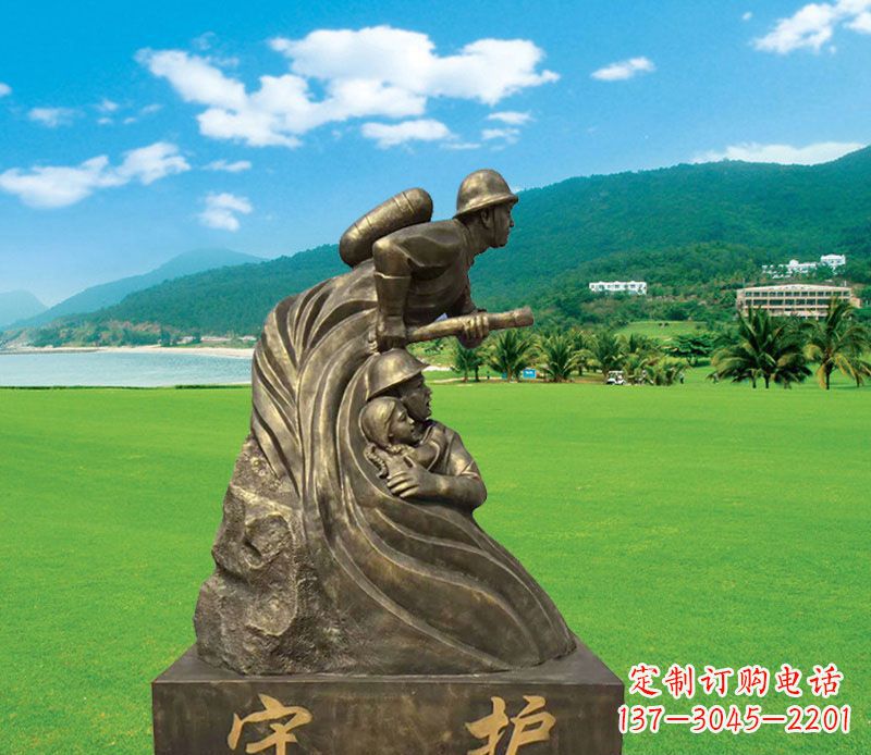 威海弘扬消防文化的消防员雕塑