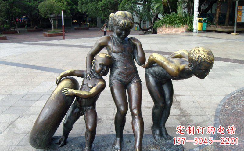 威海浪漫情怀小孩铜雕