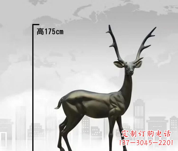 威海精致优雅的铜制公园小鹿雕塑