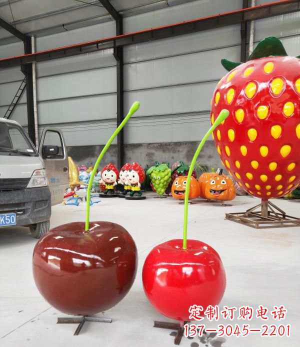 威海领雕塑玻璃钢仿真樱桃水果雕塑
