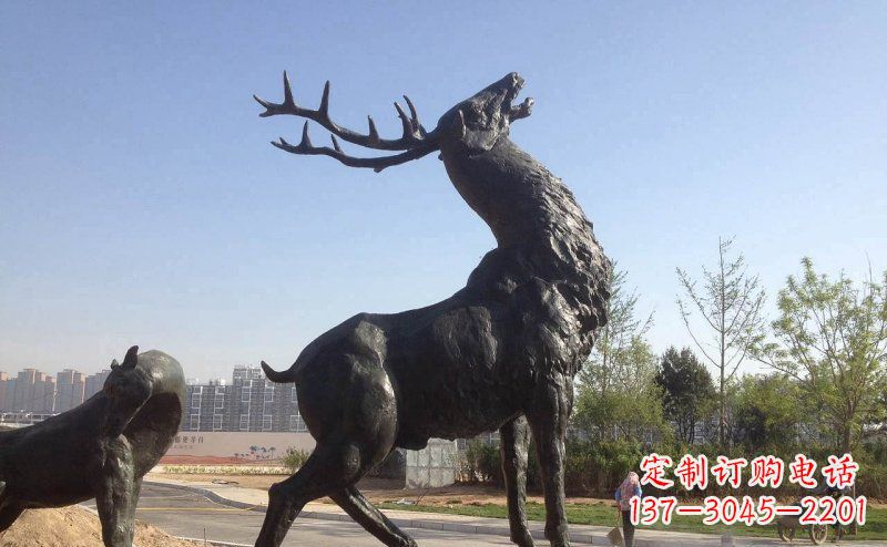威海驯鹿精美铜雕
