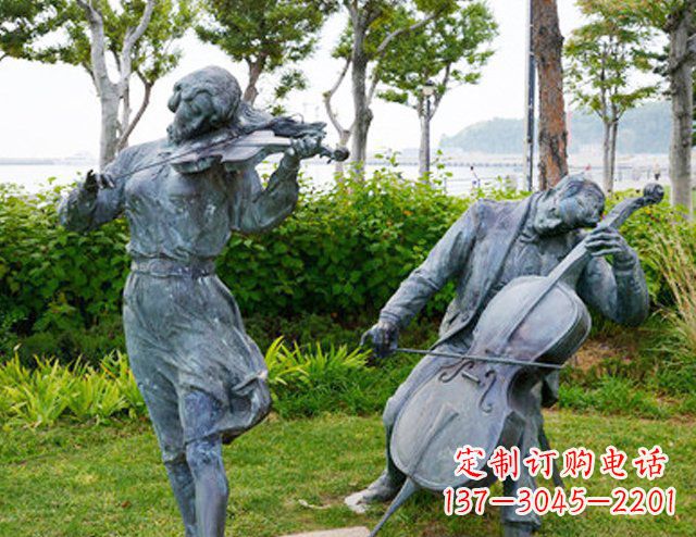 威海双面演奏大提琴&小提琴铜雕塑