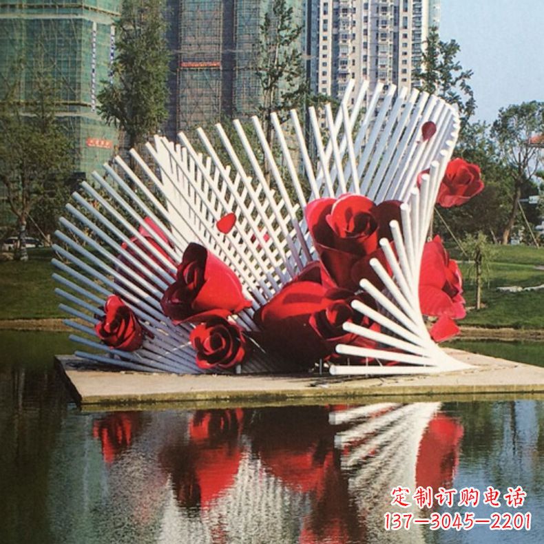 威海玫瑰之美,不锈钢艺术雕塑