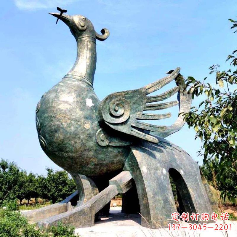 威海公园园林朱雀铜雕景观雕塑