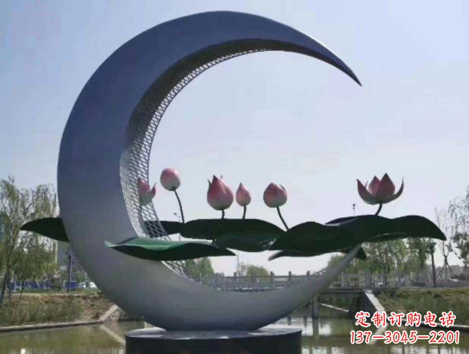 威海不锈钢月亮景观装饰雕塑