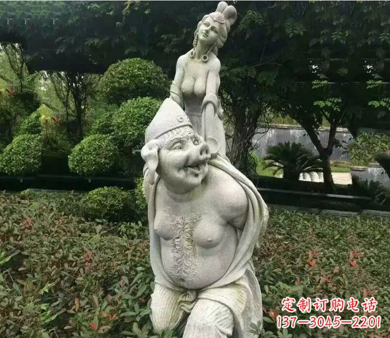 威海纪念猪八戒,收藏高端石雕猪八戒塑像