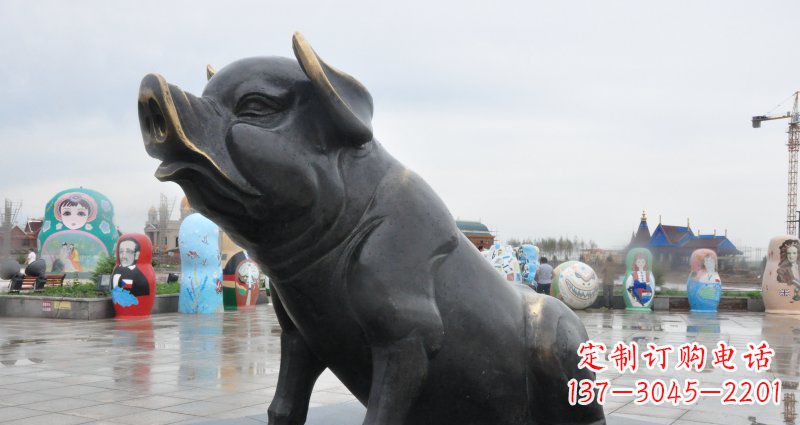 威海活力四射的动物铜雕塑