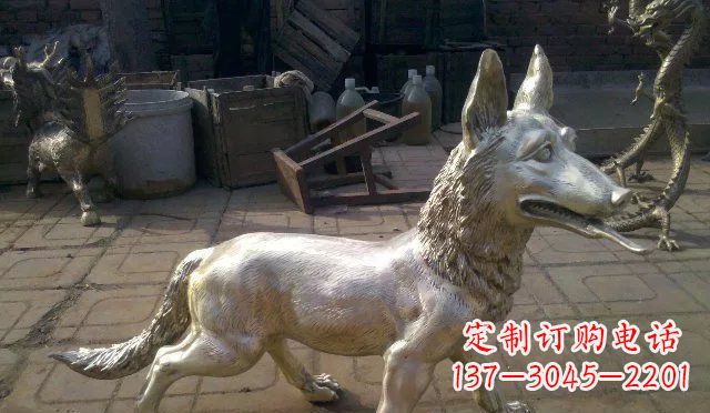 威海公园铸铜小狗动物铜雕