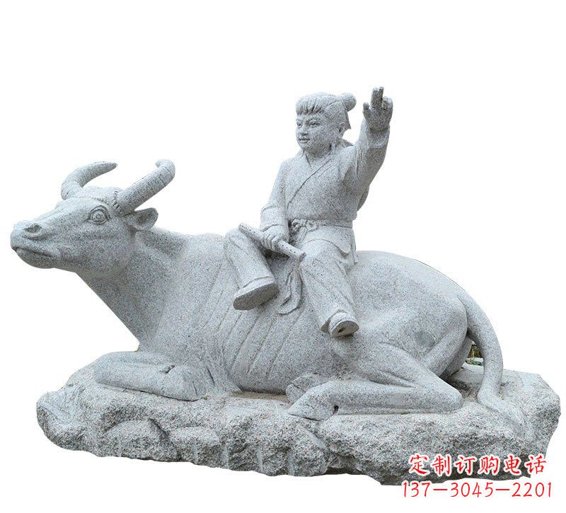威海牧童牛石雕塑,实现公园优雅美观