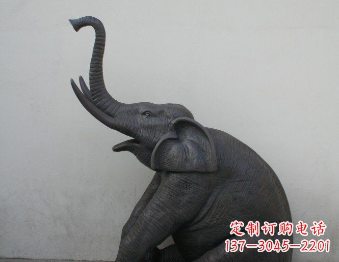 威海铜雕大象喷水动物塑像