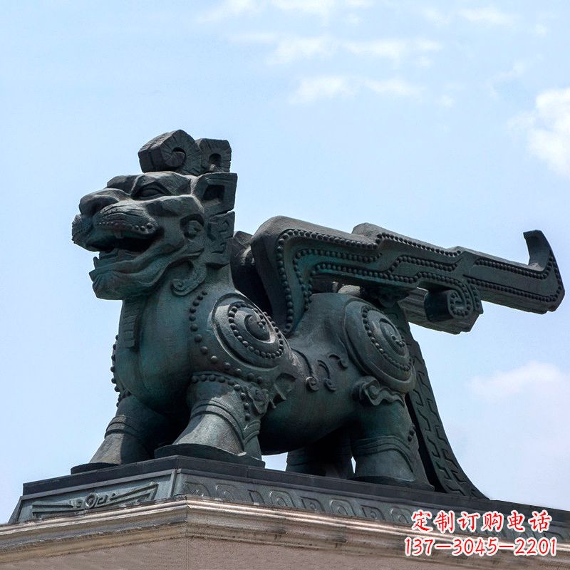 威海中领雕塑-铜制獬豸雕塑