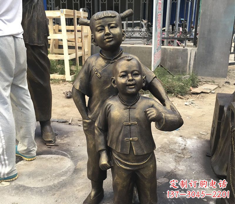 威海中领雕塑纯手工古典儿童铜雕