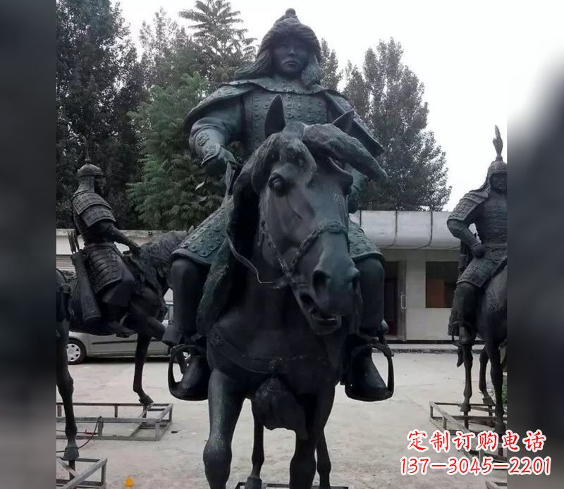 威海英姿飒爽古代将军骑马铜雕