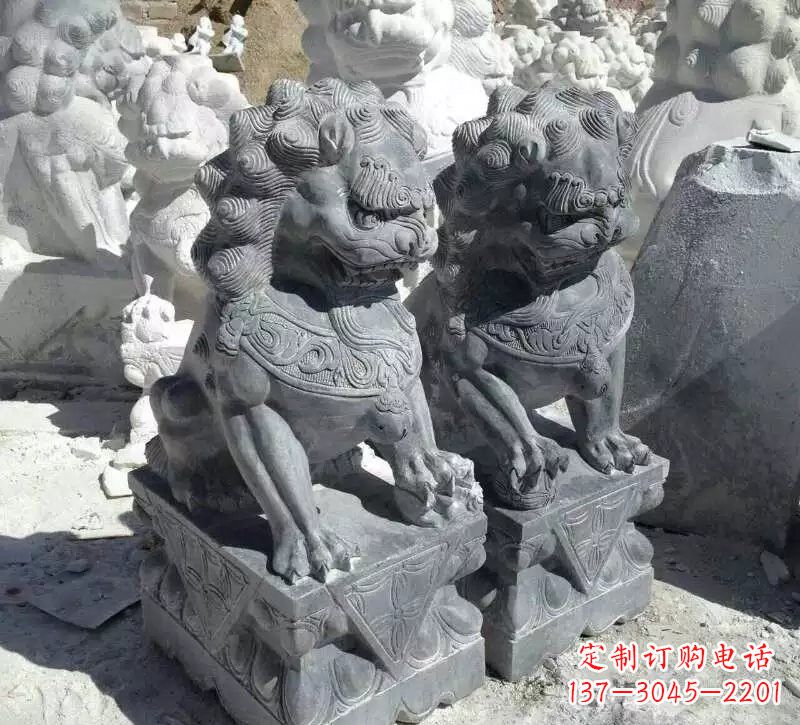 威海古典青石狮子雕塑