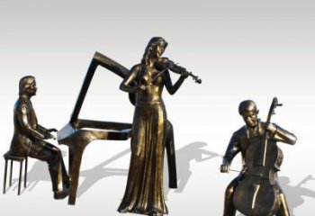 威海公园景观钢琴拉小提琴人物铜雕