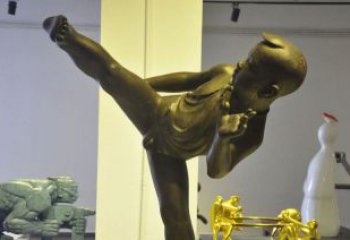 威海领雕塑男孩练功夫铜雕