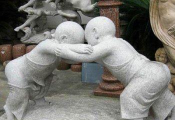 威海可爱小孩摔跤石雕
