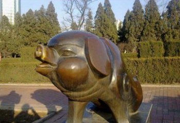 威海定制公园猪铜雕