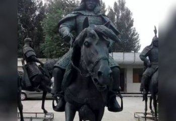 威海英姿飒爽古代将军骑马铜雕