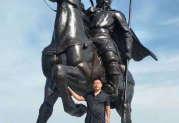 威海以古代骑马将军为灵感的铜雕