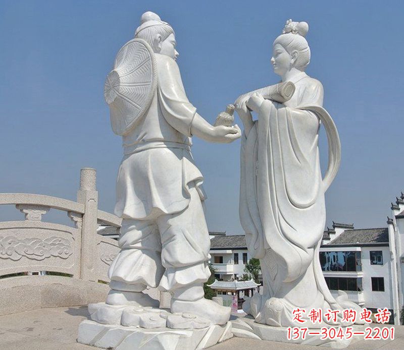 威海古代人物牛郎织女石雕