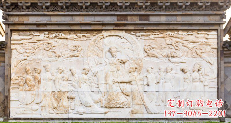 威海中领雕塑:古代人物石浮雕影壁
