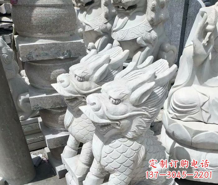 威海传统工艺,精细做工,古代神兽大理石麒麟石雕高端定制