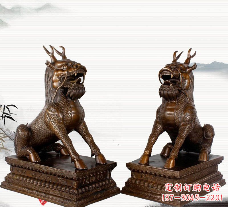 威海古典神麒麟铜雕,馥玉臻品