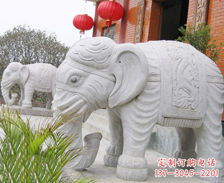 威海传统古典石雕大象