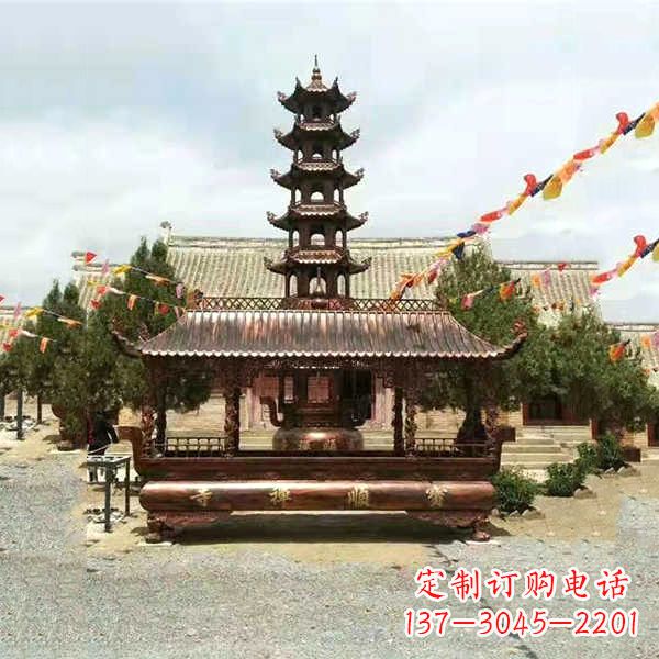 威海全新古典铜香炉雕龙塑型双耳方形器皿