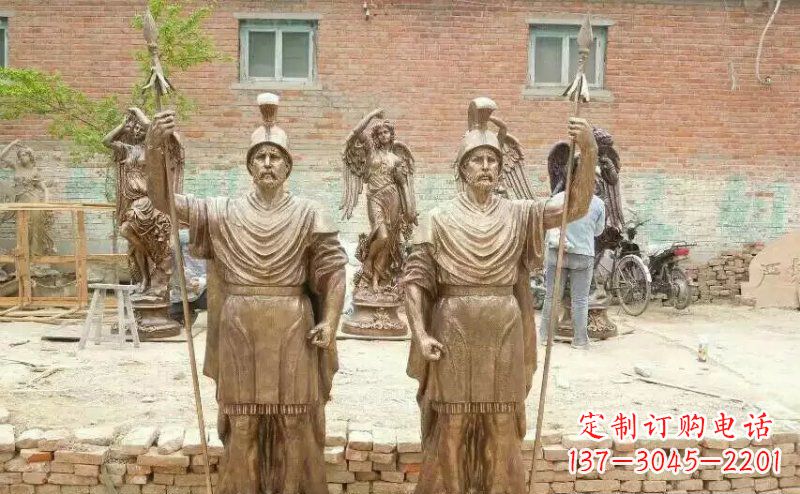 威海古罗马风情,精致雕刻的“战士雕塑”