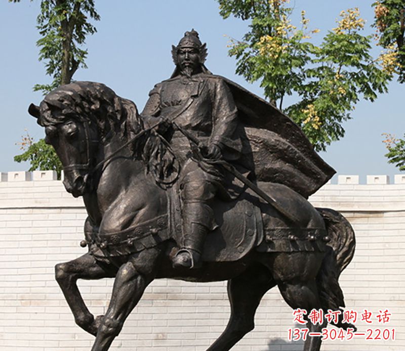 威海古人将军骑马骑马铜雕