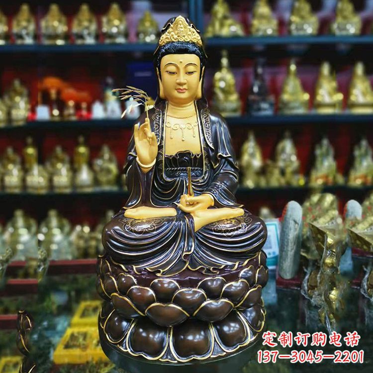 威海古铜手工雕刻观音佛像