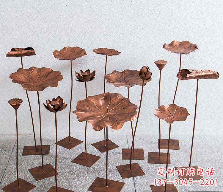 威海精美古铜色荷花不锈钢雕塑
