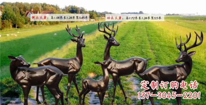 威海古铜雕鹿群,添彩美好家园