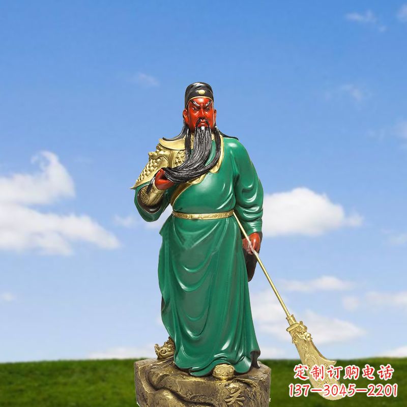 威海精美彩绘关公雕塑