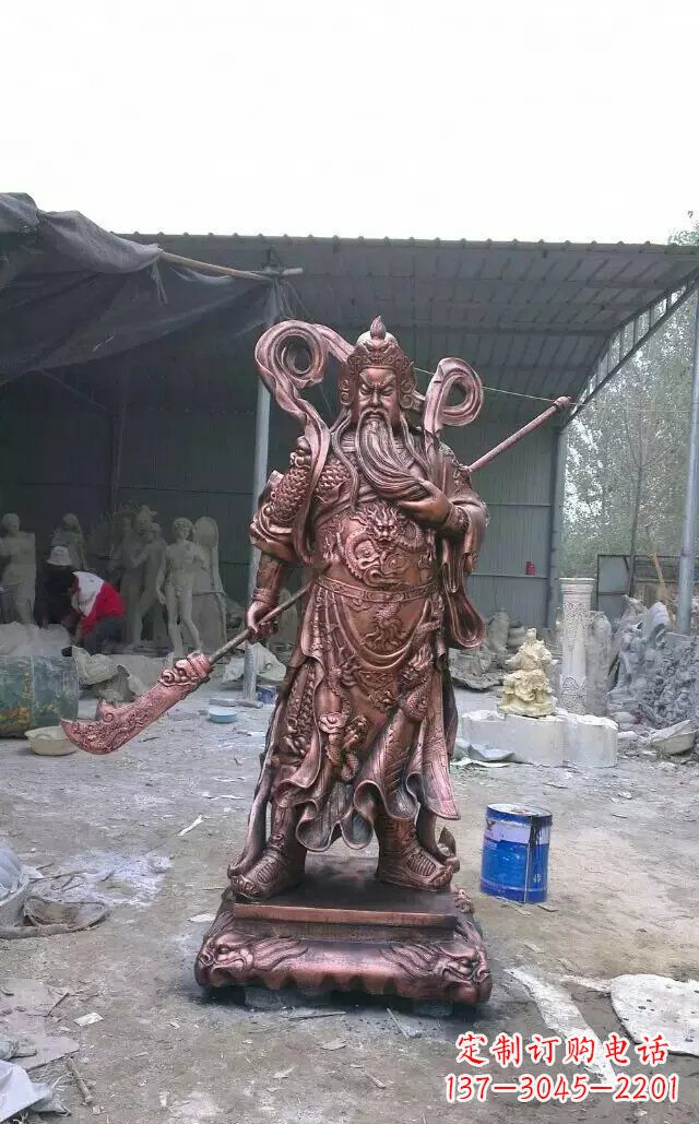 威海关公红铜人物铜雕