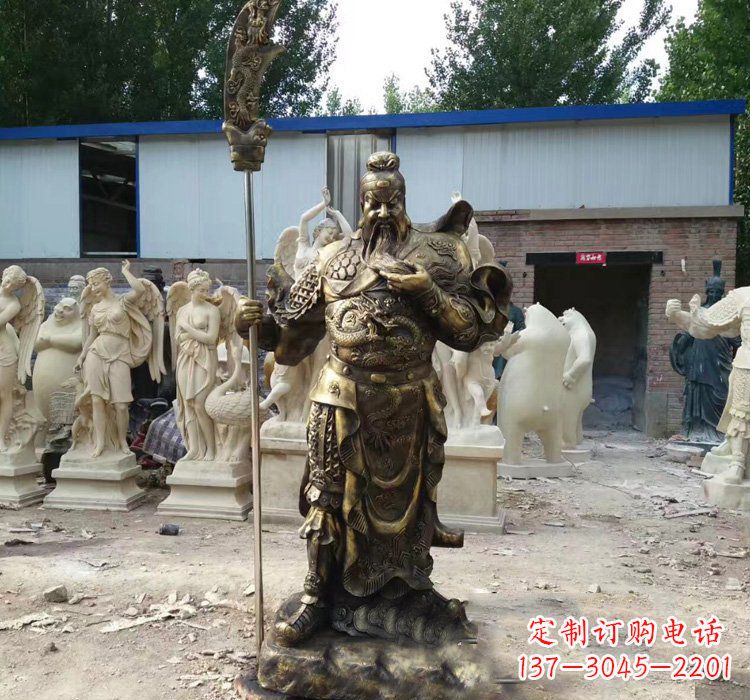 威海关公庙铜雕关公