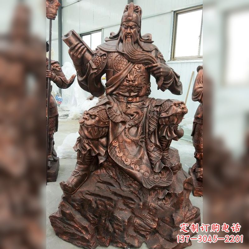 威海关羽夜读春秋读书铜雕