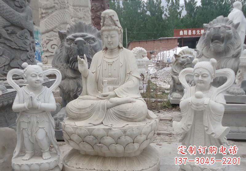 威海观音菩萨善财童子和龙女雕塑