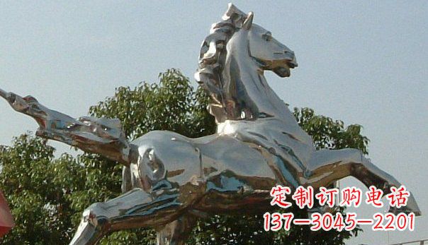 威海广场不锈钢奔马雕塑 (2)