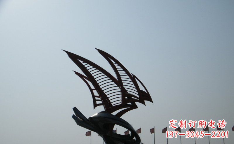 威海广场不锈钢抽象帆船雕塑