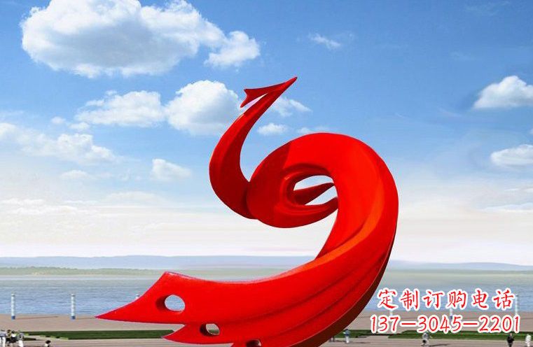 威海领雕塑:不锈钢凤凰雕塑
