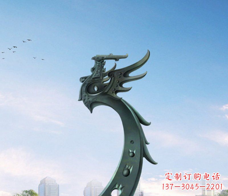 威海中领雕塑|抽象凤凰不锈钢雕塑